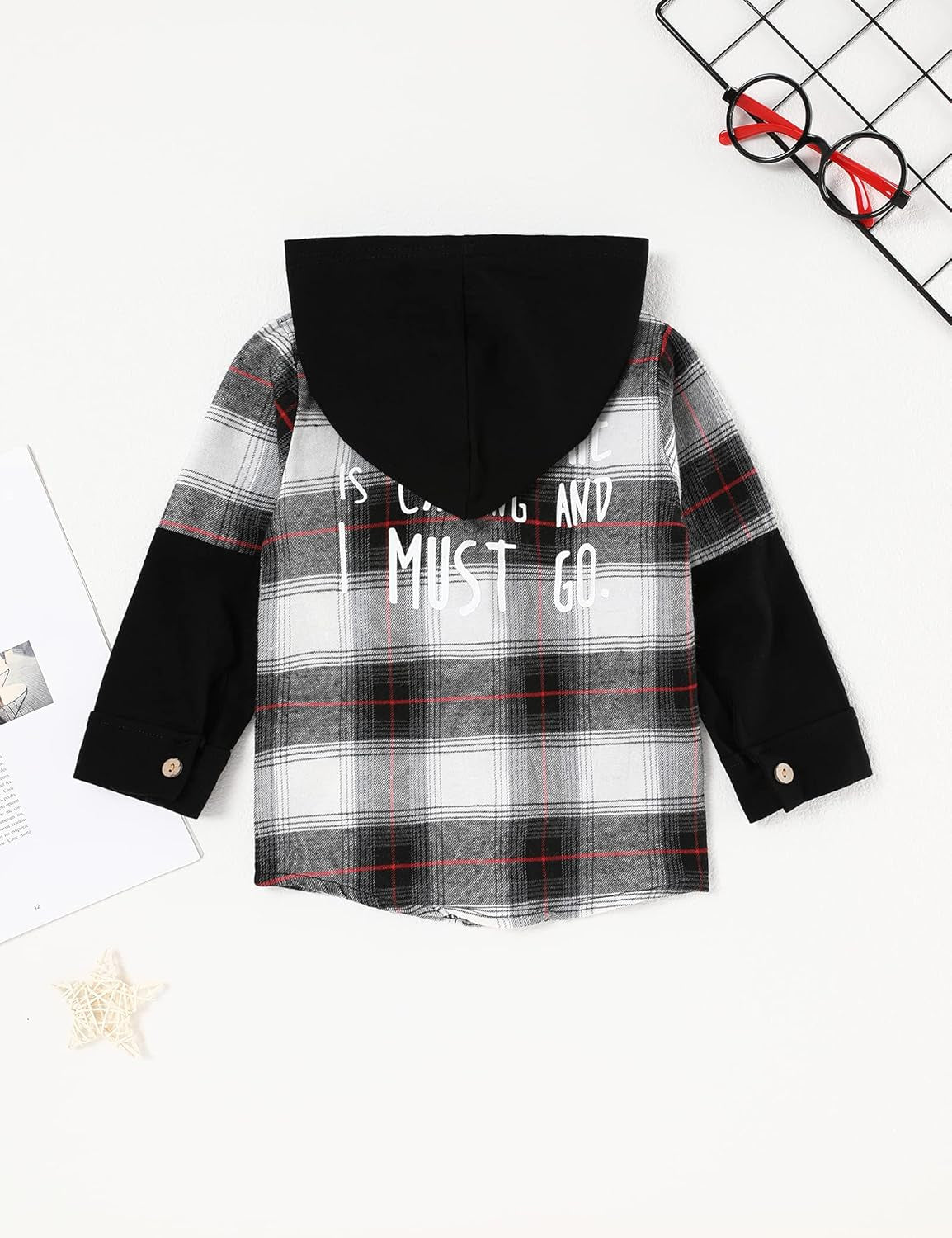 Toddler Baby Boy Hoodie Long Sleeve Plaid Button down Shirt Fall Winter for Kids Clothes